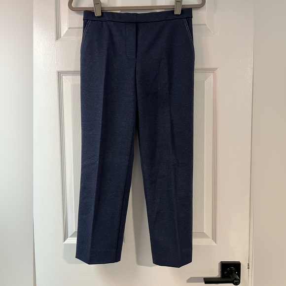 Theory Navy Treeca Admiral Crepe Pull On Pants Pockets Elastic Waistband Size 2 - Picture 1 of 6